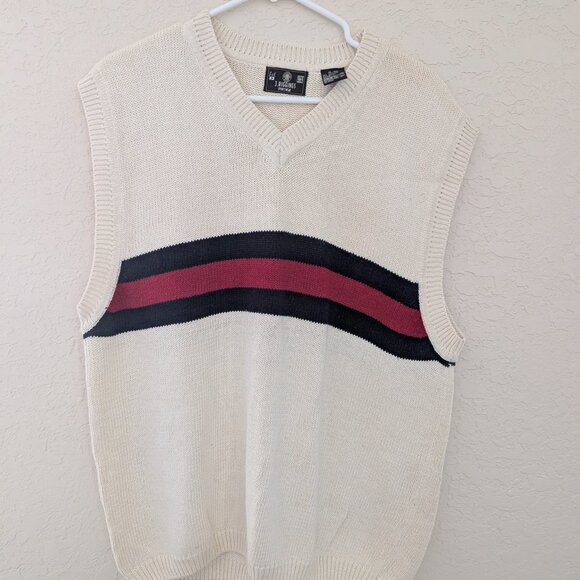 Vintage J Riggins Striped Sleeveless Sweater Vest Size XL - Picture 2 of 4